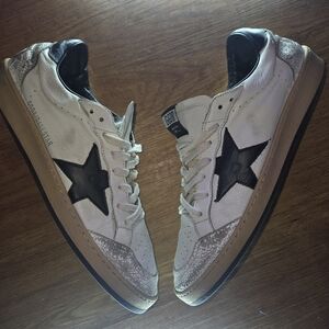 Golden Goose White and Black Star Sneakers